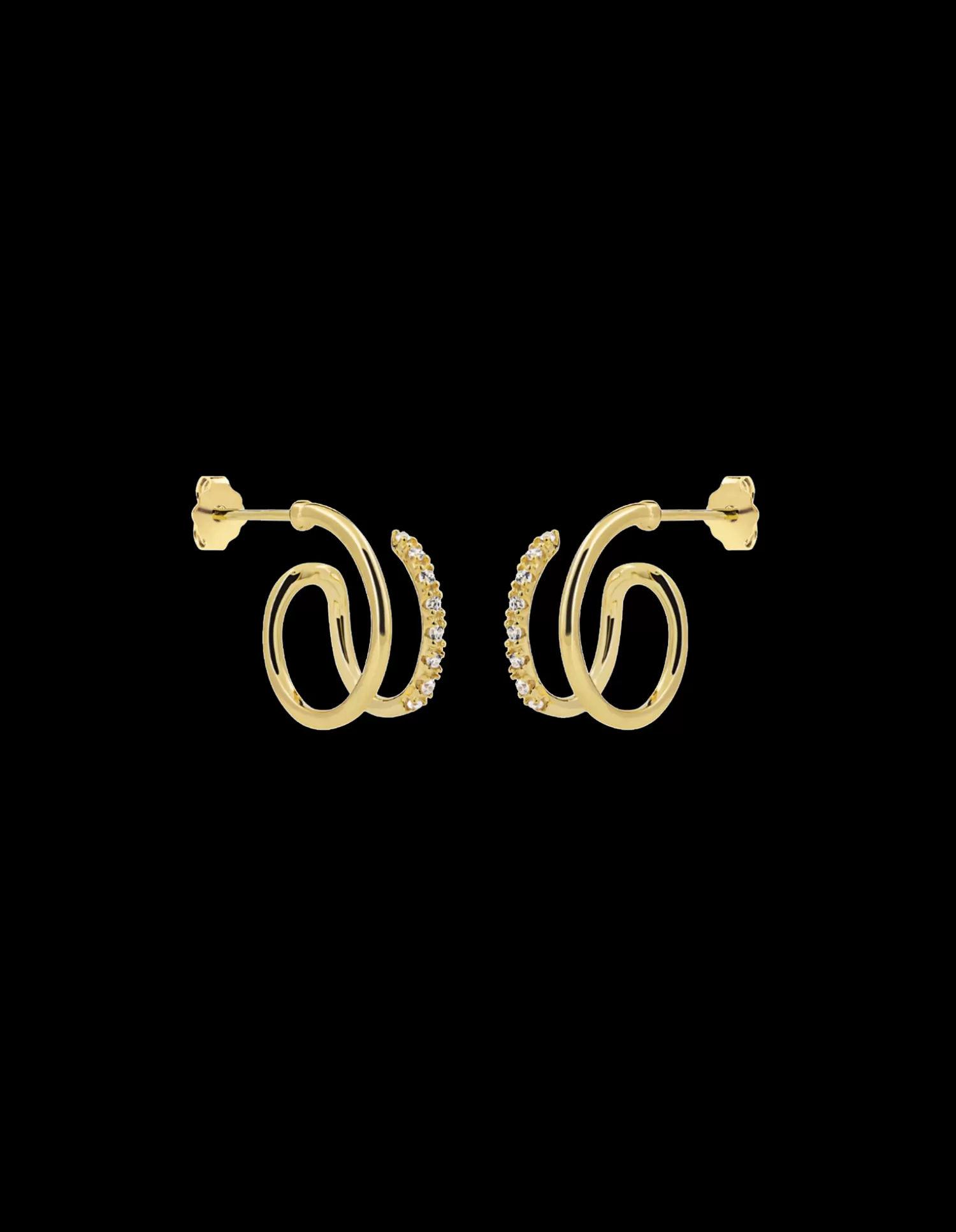 Søstrene Grene Double Swirl Øreringe Gold Fashion