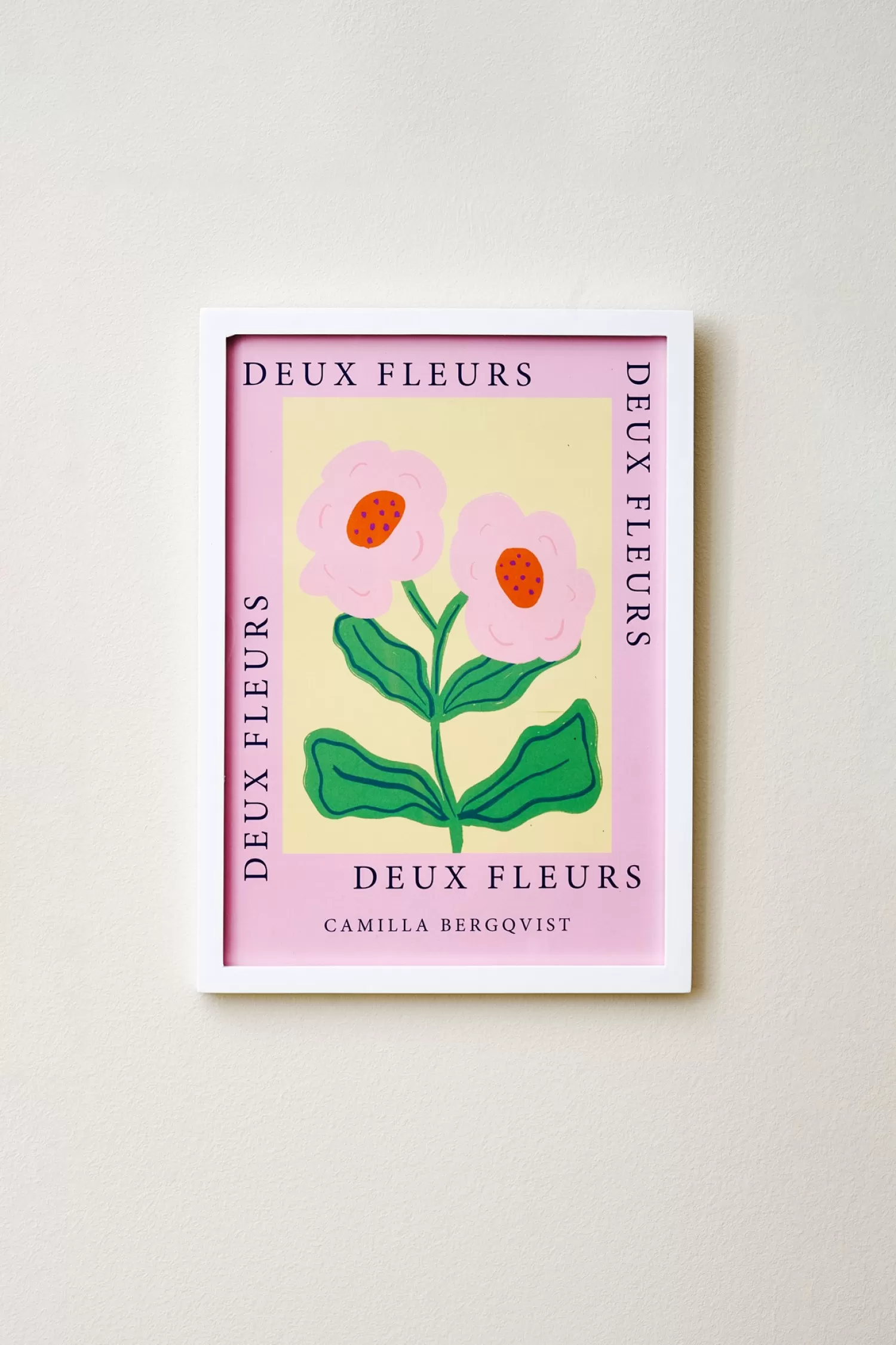 Søstrene Grene Plakat Deux Fleurs Pink A4 Cherry Red Cheap