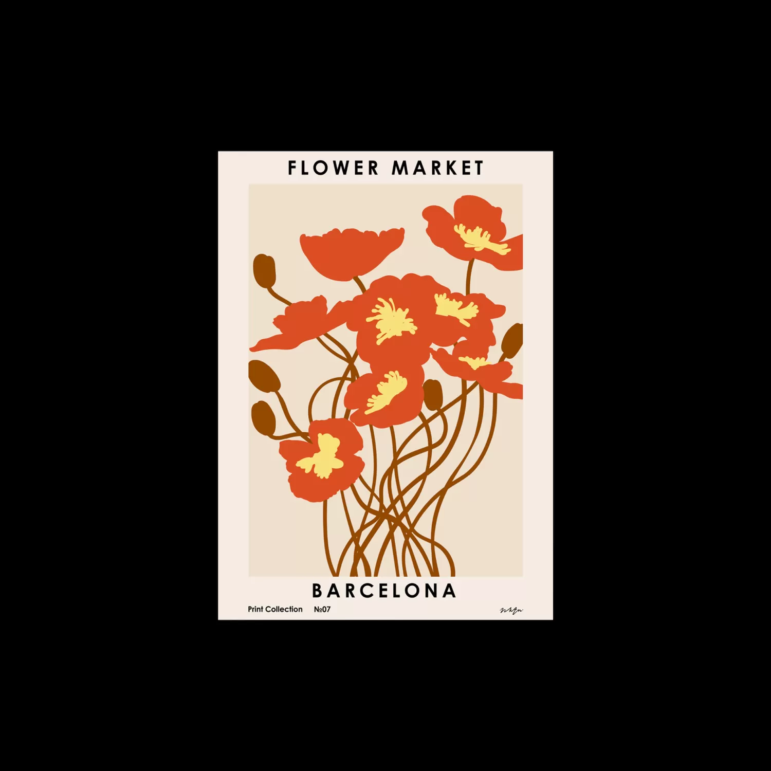 Søstrene Grene Plakat Flower Market Barcelona 50 X 70 Terracotta Best