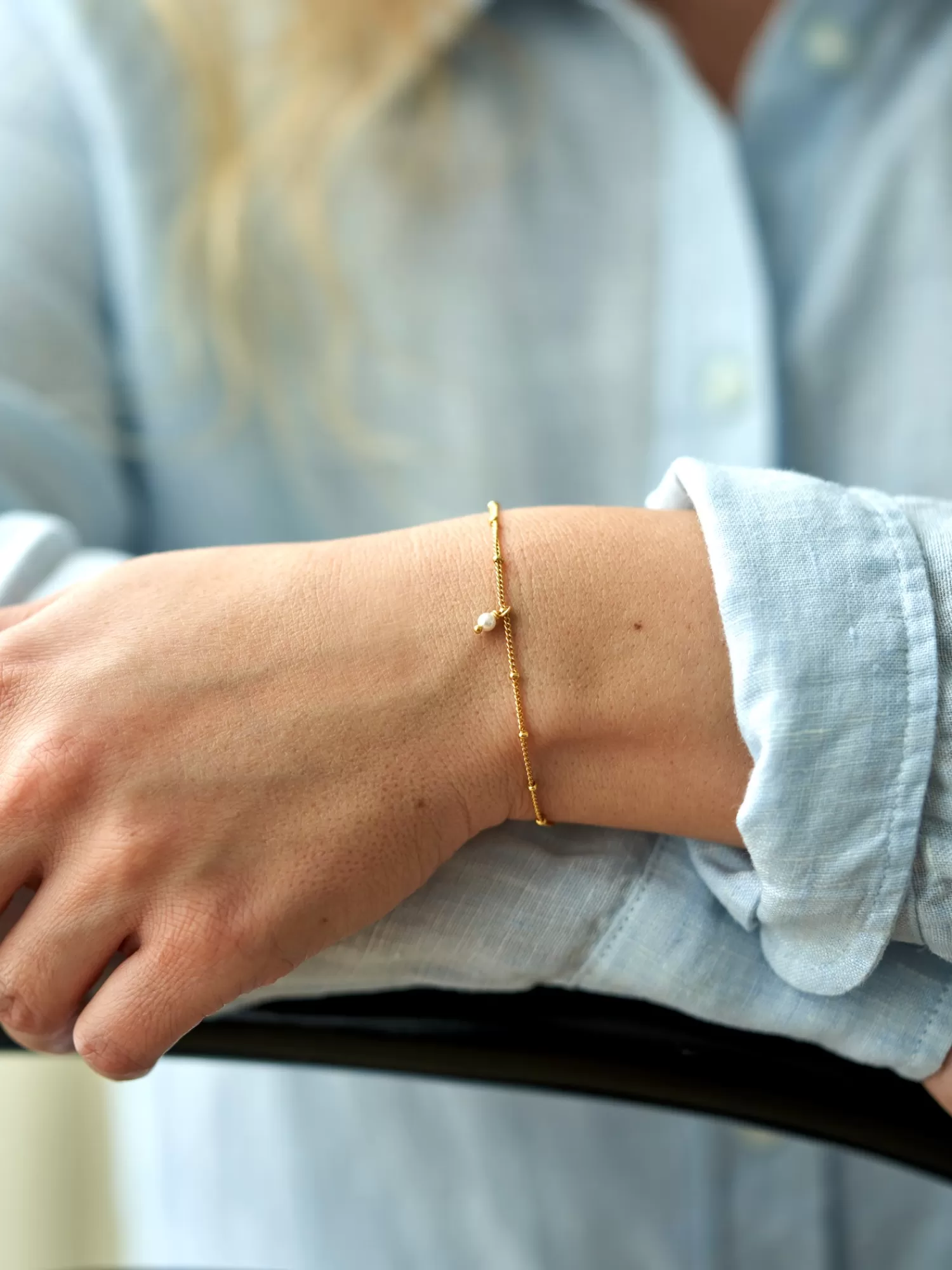 Søstrene Grene Simple Pearl-armbånd Gold New